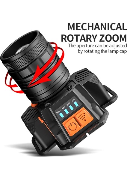 Siyah Far Açık Kafaya Monte El Feneri LED Zoom Aydınlık Far Sensörlü Su Geçirmez Kamp Yürüyüş Güçlü Far (Yurt Dışından) modelleri