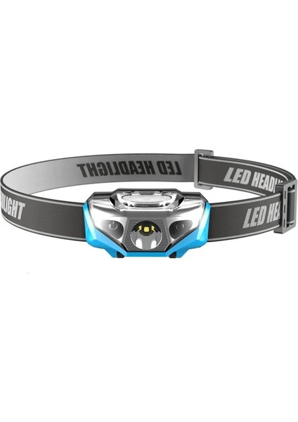 Mavi 800LM Sensör Xpe LED Far 100 M Mesafe Pil USB Far Fener Kamp Avcılık Balıkçılık Beyaz Işık Kafa Feneri (Yurt Dışından)