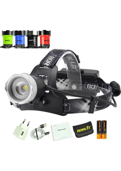 Mavi Stil C Boruit B13 LED Headlamlm 3 Modlu Zoom Far Şarj Edilebilir Güç Bankası Su Geçirmez Kafa Feneri Kamp Için (Yurt Dışından)