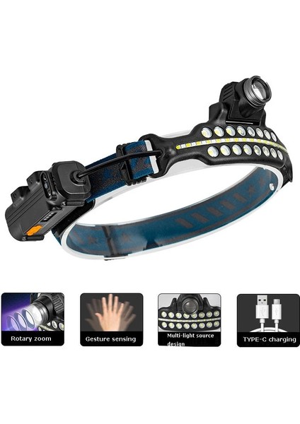 W692-2 Xpg+Cob Indüksiyon Far Tip-C Şarj Edilebilir Dış Mekan LED Parlak Farlar Çalışma Farı Balıkçılık LED Far (Yurt Dışından) fiyatları