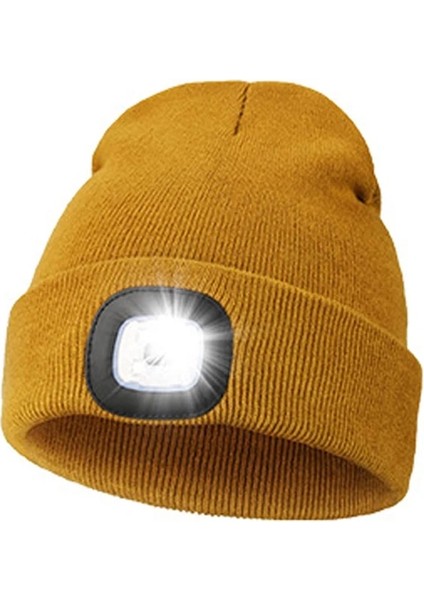 Sarı C3 Yükseltilmiş El-Serbest Far Kap Şapka LED Işık Şarj Edilebilir Sonbahar ve Kış Kap Çıkarılabilir ve Yıkanabilir Örme Şapka (Yurt Dışından)