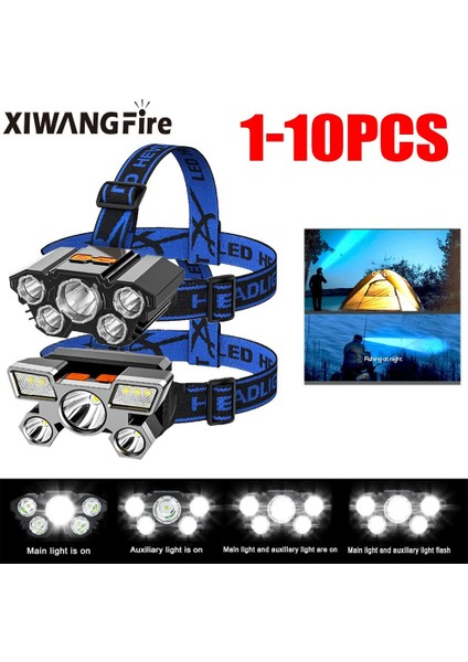 Rgb 5led Dahili Pil ile USB Şarj Edilebilir Taşınabilir El Feneri Fener Torch Far Açık Kamp Far Balıkçılık (Yurt Dışından) fiyatları