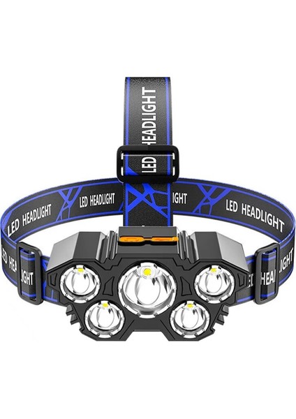 Rgb 5led Dahili Pil ile USB Şarj Edilebilir Taşınabilir El Feneri Fener Torch Far Açık Kamp Far Balıkçılık (Yurt Dışından) modelleri