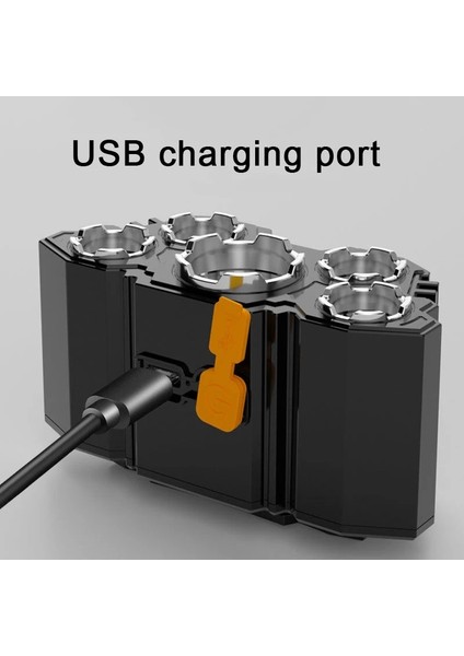 Rgb 5led Dahili Pil ile USB Şarj Edilebilir Taşınabilir El Feneri Fener Torch Far Açık Kamp Far Balıkçılık (Yurt Dışından) fırsatları