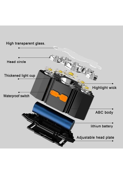 Rgb 5led Dahili Pil ile USB Şarj Edilebilir Taşınabilir El Feneri Fener Torch Far Açık Kamp Far Balıkçılık (Yurt Dışından) indirimleri