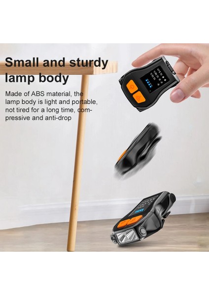 Siyah LED Kep Işıklı Uyarı Işareti Şapka Far Akıllı Dalga Sensörü Su Geçirmez 90 Rotasyon Balıkçılık Şapkası Lambası USB Şarj Kafa Lambası Açık (Yurt Dışından)
