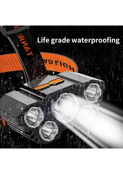 Beş Lamba LED Far El Feneri USB Şarj Aleti 3 Modu Su Geçirmez Ultra Parlak Far Kafa Lambası Bisiklet Fg Kamp (Yurt Dışından) fiyatları