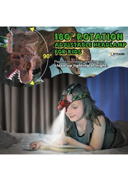 Kahverengi Dinozor Far Çocuklar Için LED Far Dinozor Oyuncaklar Çocuk Kafa El Feneri Tip-C Şarj Kükreyen Dino Kafa Lambası Kamp Için (Yurt Dışından)