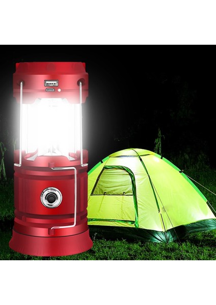 15W Güneş Kamp Işık LED Çadır Lambası USB Şarj Edilebilir Açık Hayatta Kalma Çadırı Taşınabilir Asılı Gece Acil Parlak Fener Lambası (Yurt Dışından)