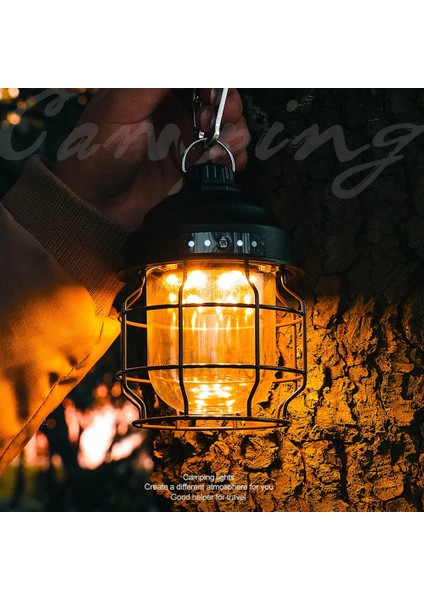 12W Vintage Metal Asılı Kamp Fenerleri Ah Akülü Sıcak Işık LED Kamp Fener Şarj Edilebilir Çadır Işığı Açık (Yurt Dışından) fiyatları