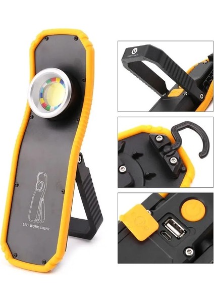 Siyah Stil 60W Taşınabilir LED Çalışma Işığı Manyetik Cob El Feneri Torch, Asma Kancalı (Yurt Dışından)