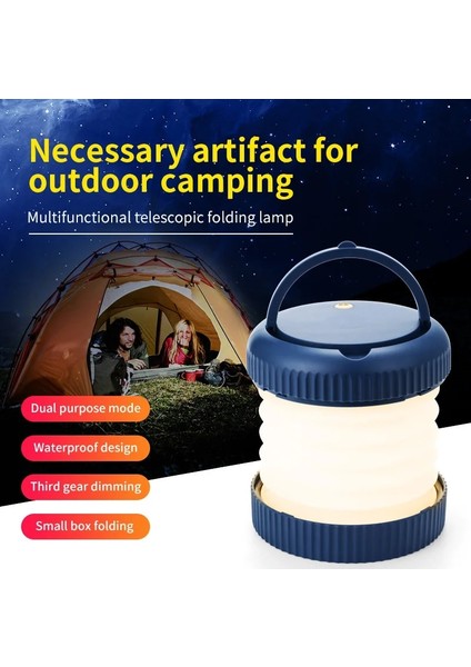 Beyaz Açık Kamp USB Şarj Gece Lambası LED Seyahat Kamp Acil Aydınlatma Çadır Taşınabilir Katlanır Lamba Dekoratif Masa Lambası (Yurt Dışından)