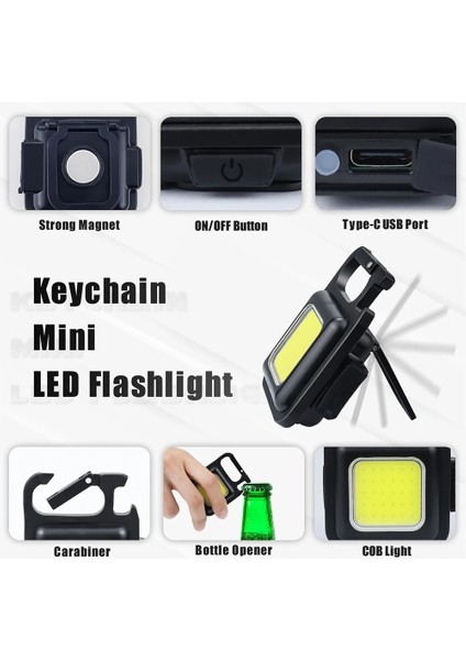 13284.01-4 Mini Taşınabilir USB Şarj Edilebilir LED Çalışma Işığı Lümen Parlak Anahtarlık Işık Küçük Cep Kamp Cob El Feneri Açık Için (Yurt Dışından) fırsatları
