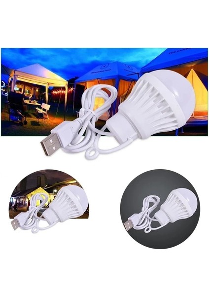 5W Açık Ampul USB Şarj Edilebilir Ampul Işığı Acil Durum Işıkları Taşınabilir Çadır Lambası Kamp Balıkçılık Kanca Gece Lambası Barbekü Asılı Işık (Yurt Dışından)