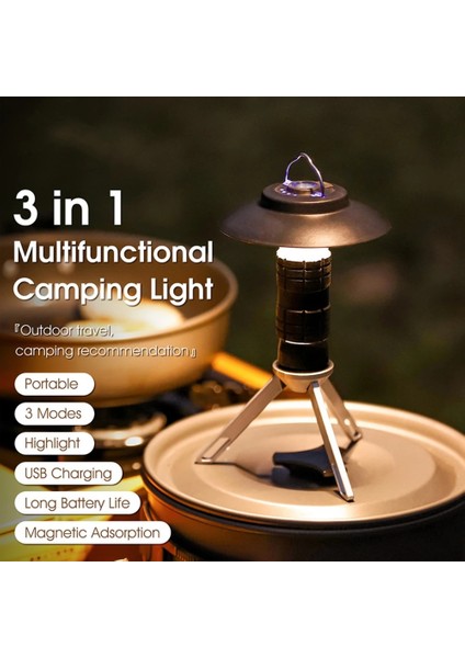 Camgöbeği Taşınabilir Kamp Işık Manyetik USB Şarj Edilebilir 3 Aydınlatma Modu Kamp Fener Açık LED El Feneri Çadır Kamp Malzemeleri (Yurt Dışından) fiyatları