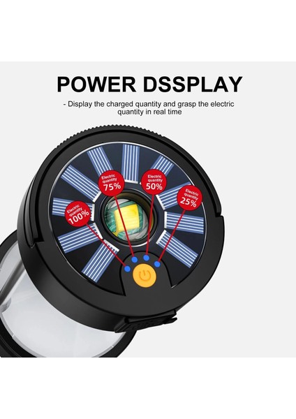 Siyah Çok Fonksiyonlu Çadır Işığı Açık Taşınabilir Güneş Enerjili Acil Durum Işıkları Lambalar Şarj Edilebilir Işık El Feneri (Yurt Dışından) indirimleri