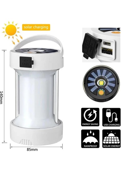 Siyah Çok Fonksiyonlu Çadır Işığı Açık Taşınabilir Güneş Enerjili Acil Durum Işıkları Lambalar Şarj Edilebilir Işık El Feneri (Yurt Dışından) fırsatları