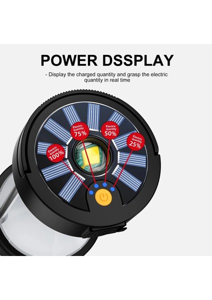 Siyah Çok Fonksiyonlu Çadır Işığı Açık Taşınabilir Güneş Enerjili Acil Durum Işıkları Lambalar Şarj Edilebilir Işık El Feneri (Yurt Dışından) indirimleri