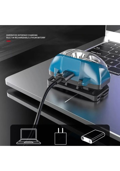 Mavi Dış Mekan LED Kafa Yıpranmış El Feneri Madenci Lambası USB Şarj Edilebilir Uzun Huzmeli Uzak Far Indüksiyon Far (Yurt Dışından) fırsatları