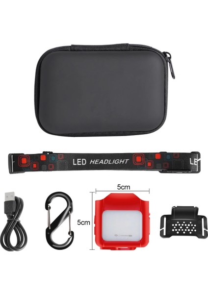 Kırmızı LED Cob Far Akıllı Sensör Sensör Kapağı Klip Işık 6 Modu Açık Kafa Lambası Taşınabilir Tip-C Şarj Su Geçirmez Acil Durum Için (Yurt Dışından)