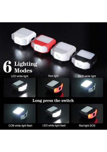 Kırmızı LED Cob Far Akıllı Sensör Sensör Kapağı Klip Işık 6 Modu Açık Kafa Lambası Taşınabilir Tip-C Şarj Su Geçirmez Acil Durum Için (Yurt Dışından) modelleri