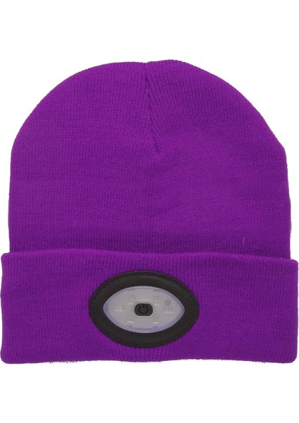 Mor LED Kırmızımavi Işık Şapka USB Şarj Edilebilir Aydınlatma Lambası Gece Balıkçılık Avcılık Kamp Koşu Kapaklar Örgü Şapka Yılbaşı Dekoru (Yurt Dışından)