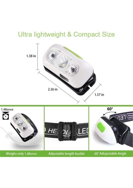 Beyaz 500 Lümen USB Şarj Edilebilir Farlar Hareket Sensörü Parlak LED Koşu Balıkçılık Far Kızılötesi Sensör ile Su Geçirmez Far (Yurt Dışından) indirimleri