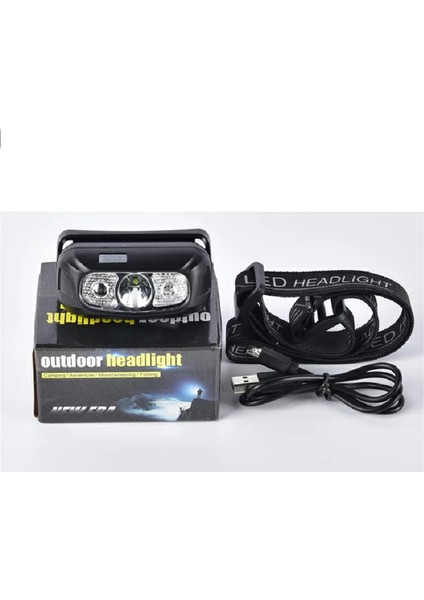 Siyah Açık Taşınabilir Indüksiyon Far Çok Fonksiyonlu LED Güçlü Işık Far Şarj Edilebilir Su Geçirmez Gece Balıkçılık Far (Yurt Dışından)