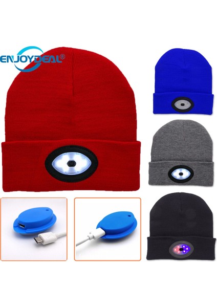 Beyaz LED Kırmızımavi Işık Şapka USB Şarj Edilebilir Aydınlatma Lambası Gece Balıkçılık Avcılık Kamp Koşu Kapaklar Örgü Şapka Yılbaşı Dekoru (Yurt Dışından) fiyatları
