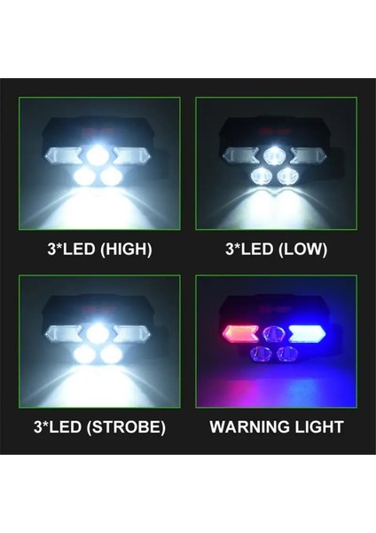 Rgb Süper Parlak 5led Far USB Şarj Edilebilir 4 Mod Ayarlanabilir Kırmızı ve Mavi Uyarı Aydınlatması Kafaya Monte El Feneri Dış Mekan (Yurt Dışından) indirimleri