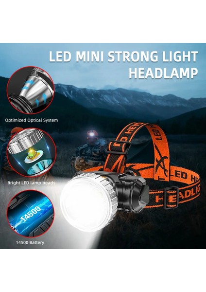 B Süper Parlak El Feneri Işığı USB Şarj Edilebilir Far Su Geçirmez Açık Kamp Balıkçılık Kafa 3 Aydınlatma Modu LED Far (Yurt Dışından) modelleri