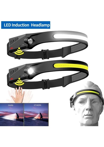 5 Adet Indüksiyon Far USB Şarjlı LED El Feneri Far Dahili Pil Baş Feneri Açık Kamp Balıkçılık Fener (Yurt Dışından) modelleri