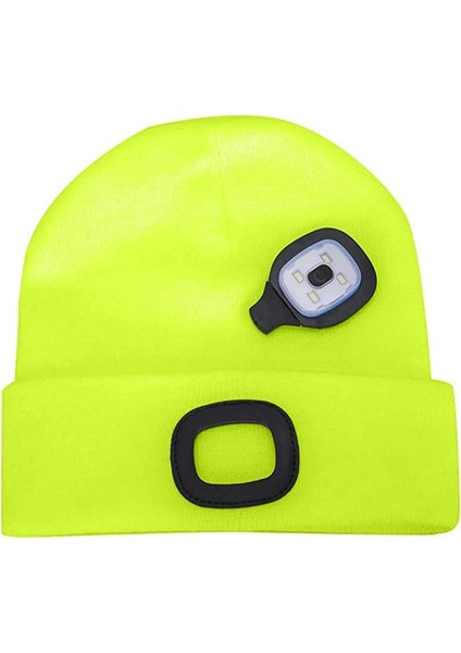 Sarı LED Kasketleri Örme Şapka Far Unisex USB Şarj Edilebilir El Feneri Fener Far Sıcak Kış Örme Gece Işıklı Şapka Lambası (Yurt Dışından)