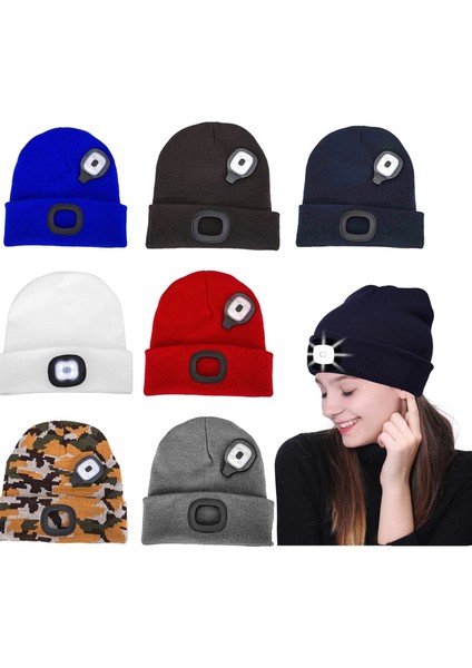 Sarı LED Kasketleri Örme Şapka Far Unisex USB Şarj Edilebilir El Feneri Fener Far Sıcak Kış Örme Gece Işıklı Şapka Lambası (Yurt Dışından) fiyatları