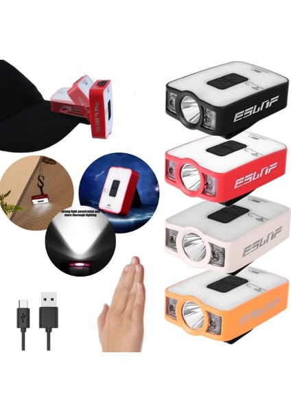 2 Adet Tarzı Turuncu Ortable Xpg Cob Far Şarj Edilebilir LED Sensör Kapağı Klip Işık Açık Kamp Çalışma Işığı Su Geçirmez Balıkçılık Far (Yurt Dışından) fiyatları