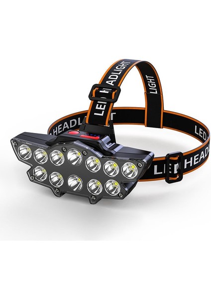 Siyah 12LED Kafaya Monte El Feneri Far Açık Gece Balıkçılık Su Geçirmez Şarj Edilebilir Madenci Lambası Güçlü Işık Far (Yurt Dışından)