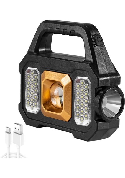 D LED Elektrikli Torch USB Şarj Güneş El Spot Işığı Kaymaz Su Geçirmez Çok Fonksiyonlu Yan Işık Açık Kamp Için (Yurt Dışından)