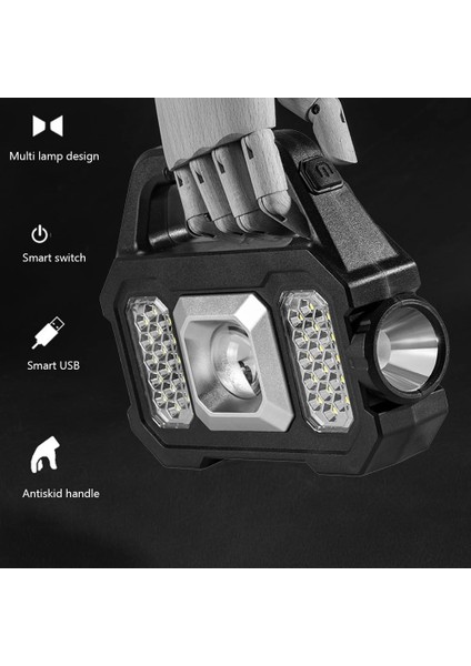 D LED Elektrikli Torch USB Şarj Güneş El Spot Işığı Kaymaz Su Geçirmez Çok Fonksiyonlu Yan Işık Açık Kamp Için (Yurt Dışından) fiyatları