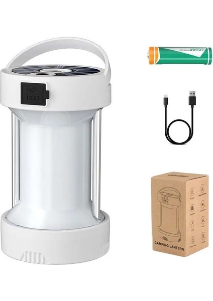 Beyaz Kamp Fener Açık Güneş Acil Durum Işıkları Çok Fonksiyonlu Çadır Işığı Taşınabilir Lambalar USB Şarj Edilebilir Işık El Feneri (Yurt Dışından)