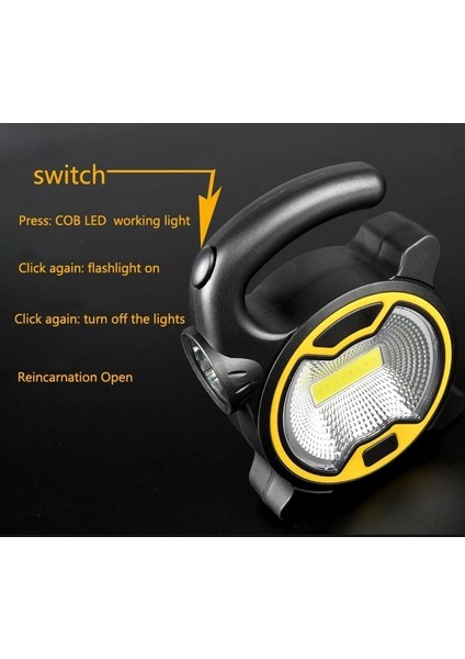 Sarı Taşınabilir Cob Çalışma Lambası LED Fener Su Geçirmez Acil Durum Spotlight Açık Yürüyüş Kamp Için Şarj Edilebilir Projektör Işık (Yurt Dışından) indirimleri