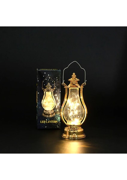 Altın Vintage Fener Retro Tasarım LED Asılı Gaz Lambası Pil Kumandalı Dekoratif Ev Tatil Noel Hediyeleri Ev Dekor Için (Yurt Dışından)