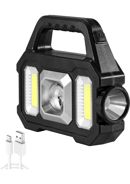 C Güneş LED El Feneri Süper Parlak Cob Çalışma Işıkları Güç Bankası Taşınabilir USB Şarj Edilebilir Projektör Açık Kamp Fener Işığı (Yurt Dışından)