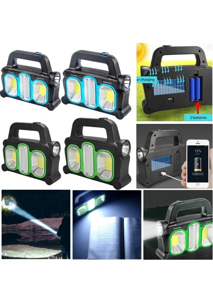C Güneş LED El Feneri Süper Parlak Cob Çalışma Işıkları Güç Bankası Taşınabilir USB Şarj Edilebilir Projektör Açık Kamp Fener Işığı (Yurt Dışından) fiyatları