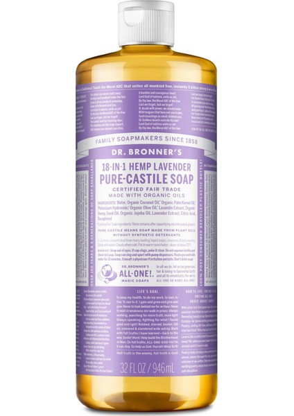 Dr.bronner's Çok Amaçlı Sıvı Sabun Lavanta Kokulu 946ML