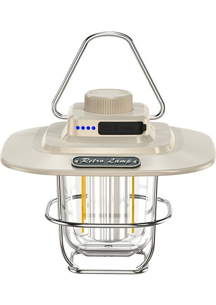 Beyaz Mini Vintage Metal Asılı Fenerler LED Kamp Işık Taşınabilir Su Geçirmez USB Şarj Çadır Işığı Kanca ile Açık Bahçe Lambası (Yurt Dışından)