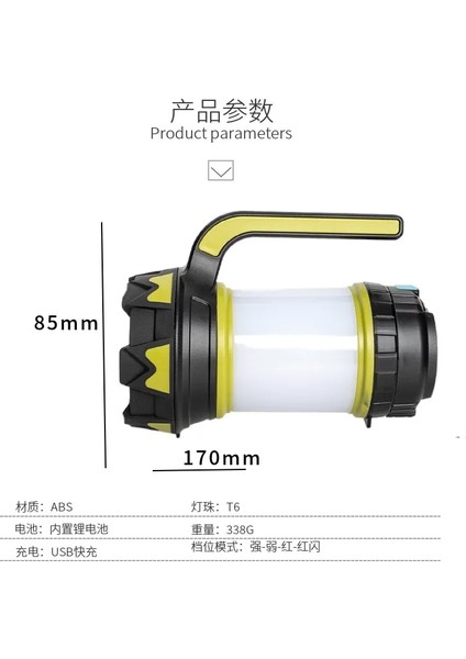 D Z Lümen 100W Uzun Kullanım, USB Şarj Edilebilir LED Torch Kamp Fener Suya Dayanıklı Açık Arama El Feneri Balık Avı Için (Yurt Dışından) modelleri