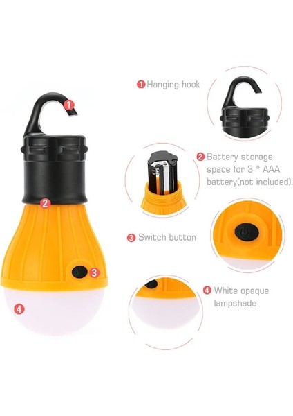 Yeşil Taşınabilir 3 LED Kamp Işık Pil Kumandalı Çadır Işıkları Su Geçirmez Acil Durum Fener Ampul Yürüyüş Balıkçılık Açık (Yurt Dışından) fırsatları