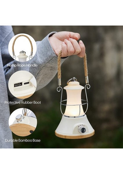 Beyaz LED Kamp Feneri, Şarj Edilebilir Retro Metal Kamp Işığı, Akülü Asılı Vintage Lamba, Taşınabilir Su Geçirmez Çadır Ampulü (Yurt Dışından) fırsatları