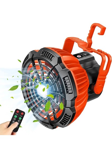 Turuncu Ah Elektrikli Kamp Fanı Şarj Edilebilir LED Işık Mini Açık Kamp Fanı Elektrikli Tavan Vantilatörü Çok Fonksiyonlu Taşınabilir (Yurt Dışından)