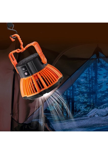 Turuncu Ah Elektrikli Kamp Fanı Şarj Edilebilir LED Işık Mini Açık Kamp Fanı Elektrikli Tavan Vantilatörü Çok Fonksiyonlu Taşınabilir (Yurt Dışından) modelleri